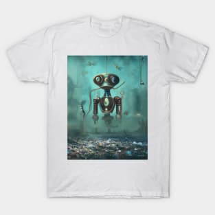 Alien robot at bottom of ocean, AI art T-Shirt